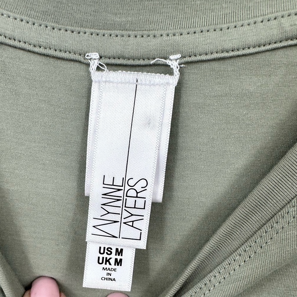 Wynne Layers Patch Pocket Bubble Hem Dress Jersey Sleeveless Sage Green Medium - Picture 4 of 8